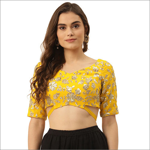 Yellow  Georgette Half Sleeve Blouse