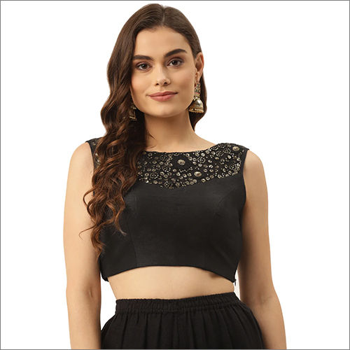 Black Padded Boat Neck Sleeveless Blouse