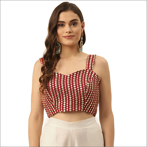 Ladies Maroon Padded Sleeveless Blouse