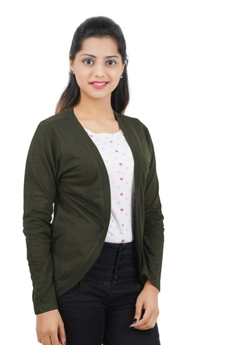 DARK GREEN COLOR WOMEN SHRUG