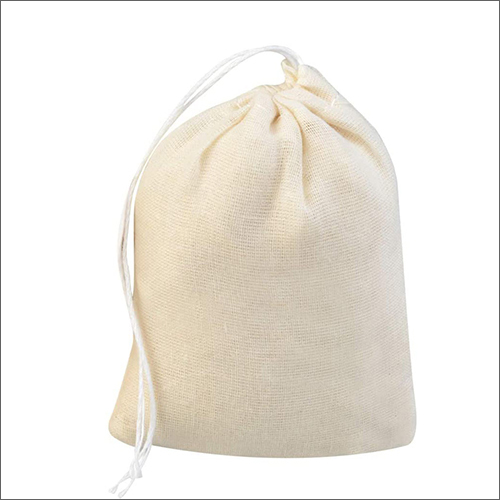 White Plain Cotton Drawstring Bags