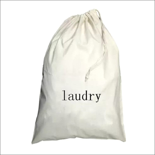 White Cotton Laundry Drawstring Bags