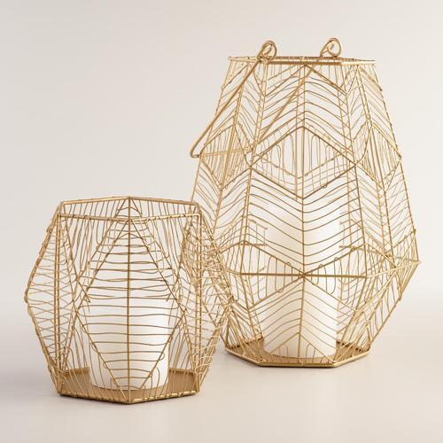 Metal Wire Candle Stand Round Shape Set of 2