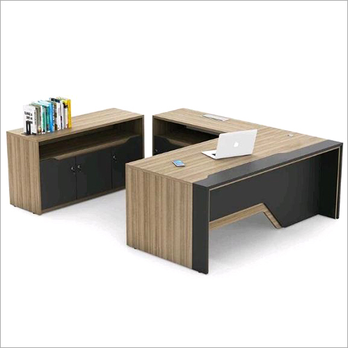 Wood L-Type Executive Table With Back Unit