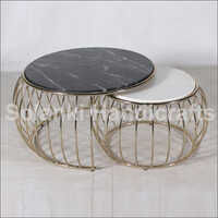 Marble And Iron Coffee Table Set Of 2