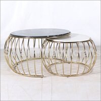 Marble And Iron Coffee Table Set Of 2
