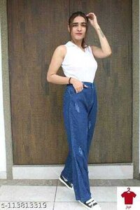 Women Funky Jeans - Cotton Blend, Size M To Xxxl, 5 Color Options | Casual Wear, Customized Logo, All Season, Plain Dyed Pattern