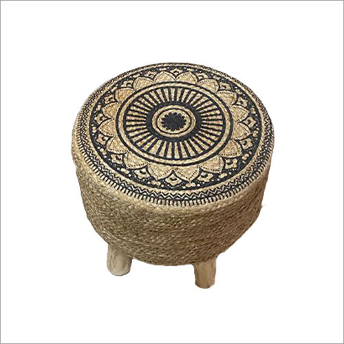 Wooden Stool With Jute Cover