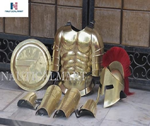 Roman Muscle Armor Set Medieval Cuirass With 300 Spartan Helmet  Leg  Arm Guard Shield Halloween