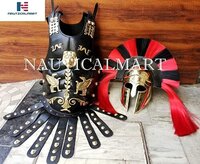 Nauticalmart Leather Medieval Muscle Armor Wearable Roman Heavy Chest Plate Armor With Greek Corinthian Helmet
