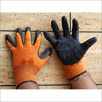 Latex Coated Gloves - Cotton Fabric, Full Finger Style, Black Color | Strong Grip, High Dexterity, Abrasion & Puncture Resistance, Disposable Usage
