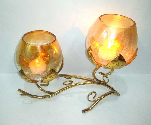 Golden Metal Lotus Candle Holder