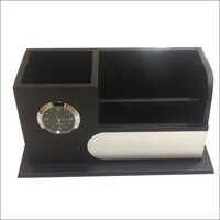 Modern Wooden Watch Pen Holder - Wooden Material, 6 Inch Size, Black Color | Ideal For Pen Holding In Office Or Workspace