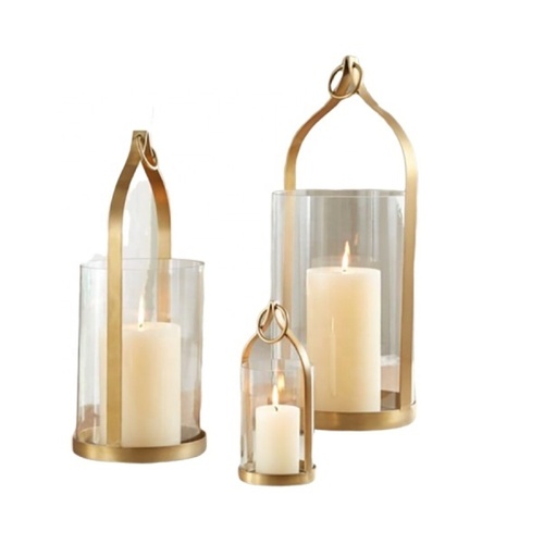Metal Candle Holder Set Of 2 Round Shape
