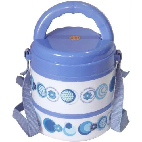 Round Plastic Lunch Box - Round Shape, Freezer Safe, Blue Color | Set of 2 Boxes with 3 Containers, Includes 1 Spoon and 1 Fork
