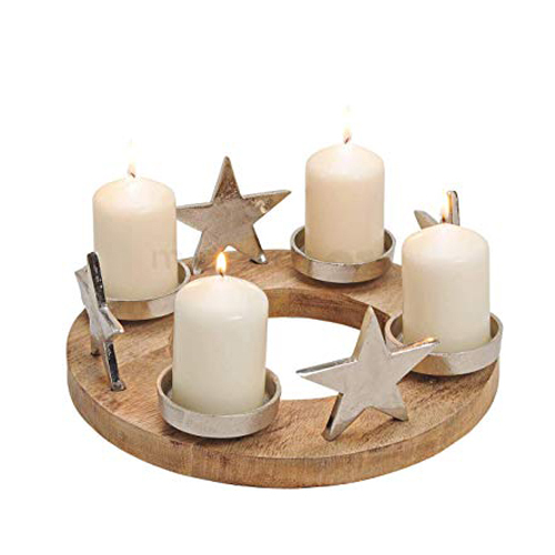 Wooden Star Advent Wreath Candle Holder For