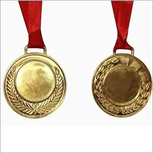 Round Golden Color Sports Medal - Thickness 5mm, Diameter 4 Inch | Round Shape, Ideal for Award Ceremony and Art & Collectible Uses