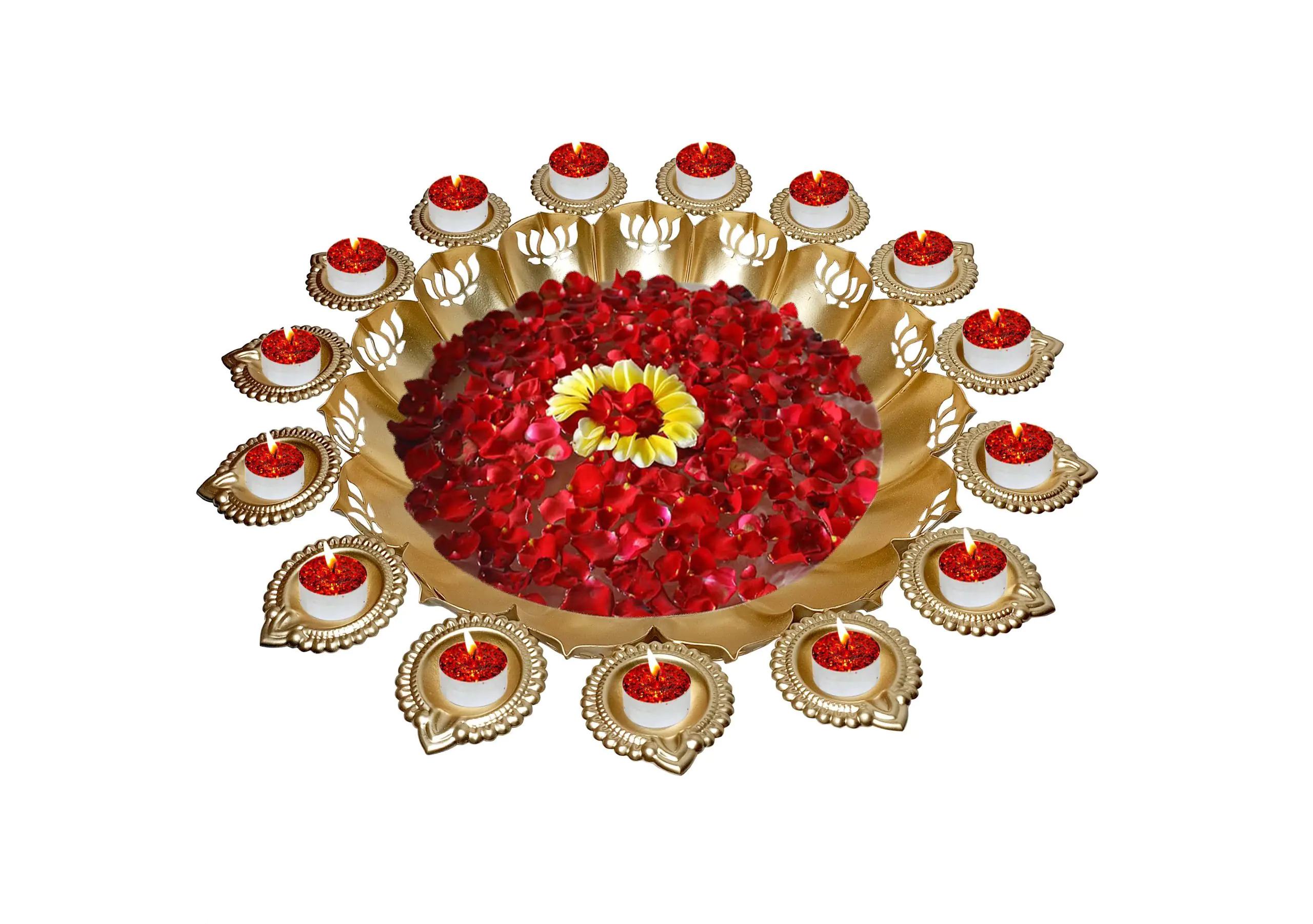 Decorative Iron Diya Urli Set