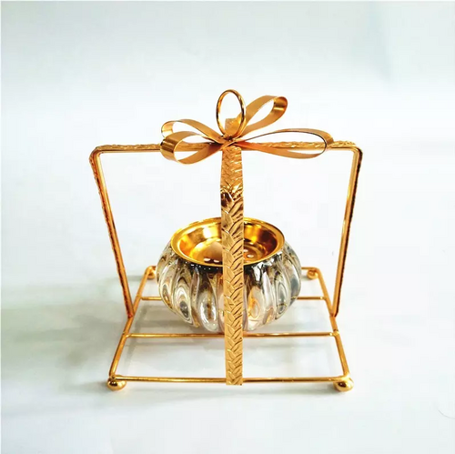 Metal Plated Dry Fruit Container Decorative Serving Bowl Set With Plate Gold (1)