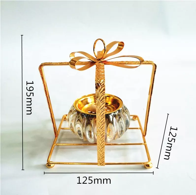 Metal Plated Dry Fruit Container Decorative Serving Bowl Set With Plate Gold (1)