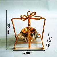 Metal Plated Dry Fruit Container Decorative Serving Bowl Set With Plate Gold (1)