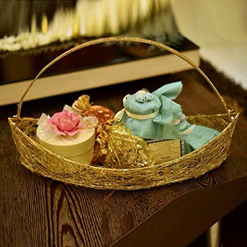 Metal Gold Plated Mesh Wired Boat Gift Hamper Basket  Dry Fruit Basket