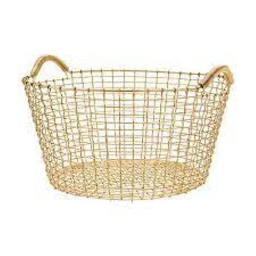 Metal Wire Golden Gifting Basket Round Shape