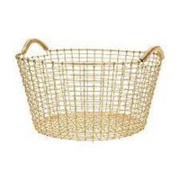 Metal Wire Golden Gifting Basket Round Shape