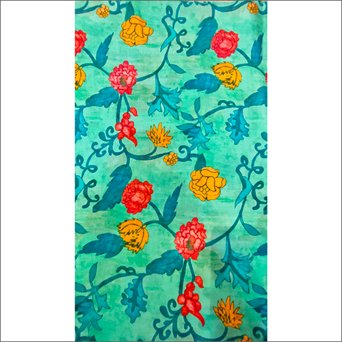 Muslin Printed Fabric - Mix Cotton, All Seasons | Quick Dry, Cheerful Designs, Stylish Green, Various Widths and Thickness