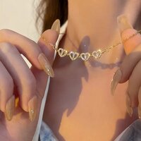 Gold-plated Two In One Magnetic Hearts Clover Pendant Necklace