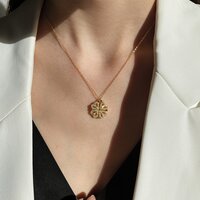 Gorgeous Gold-plated Two In One Magnetic Hearts Clover Pendant Necklace