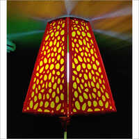 Stone Plate Led Ceiling Lamp - Plastic, Square Shape | Red And Yellow Color, Unique Stone Cut-work Design, Powerful Illumination