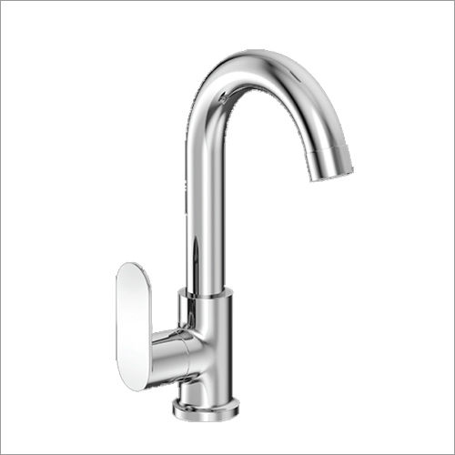 Silver Cp Swan Neck Pillar Tap With Extended Spout