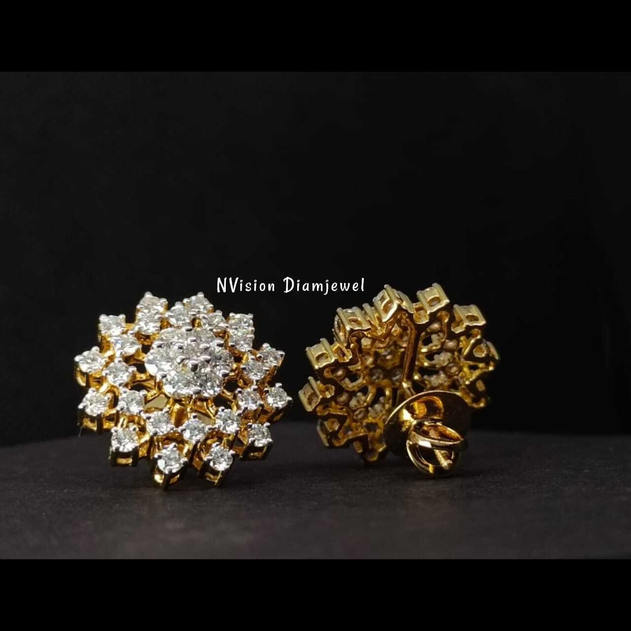 Yellow Gold Natural Diamond Nakshatra Earrings