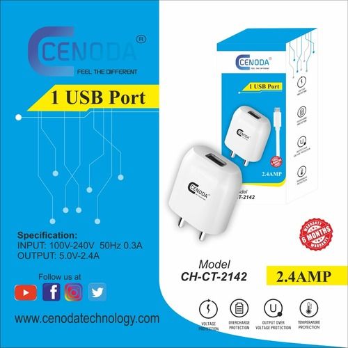 Plastic 2.4A Single Usb Charger