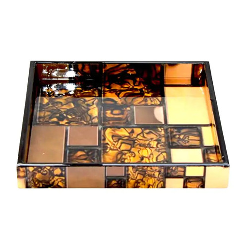 Wood Puzzle Brown Vanity Towel Tray