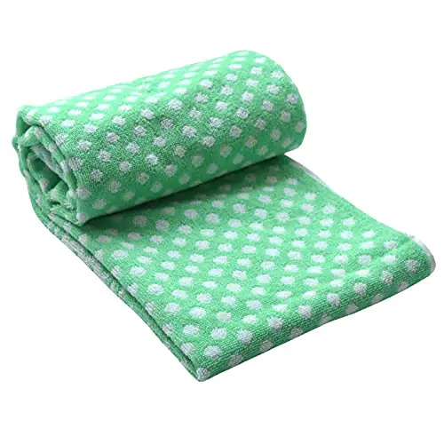 Cotton Bath Towel - Large Micro Waffle Weave, Vibrant Polka Dot Pattern | Active Feel, Super Absorbent, Quick Drying, Multi-Purpose Luxury Comfort