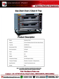 1 Deck 1 Tray Gas Oven