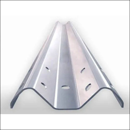 Grey W Metal Beam Crash Barrier