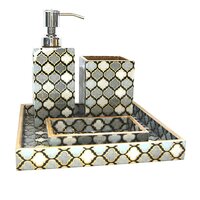 Wooden Base Bathroom Accessory Set