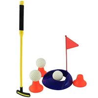 Mws Golf Set Single Indoor Fun Game For Kids - Plastic, Variable Dimensions, Yellow | Indoor Golf Practice, Educational Activity For Ages 3-4, Portable Design, 5+ Pieces