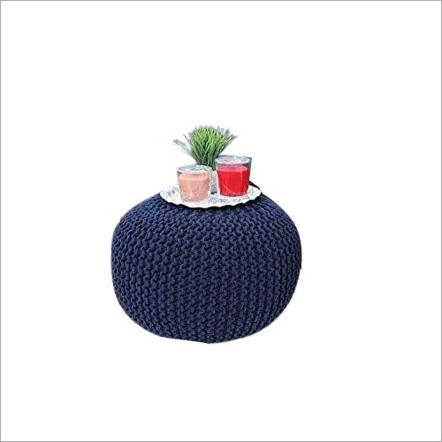 Machine Made Blue Dori Puff Stool