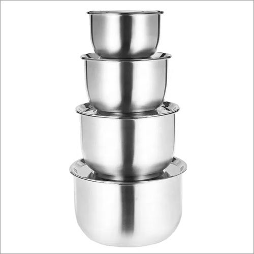 Silver Stainless Steel Nesting Mixing Bowl With Lids Full Set