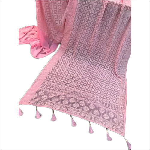 Pink Chikankari Saree