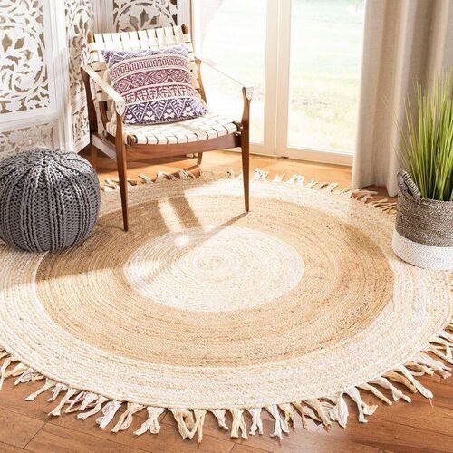 Natural Sustainable Jute Floor Mat With Fringes