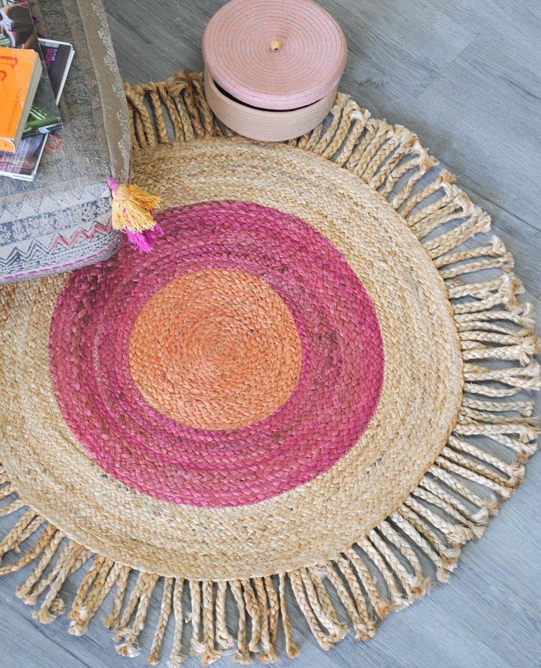 Sustainable Jute Floor Mat with Fringes