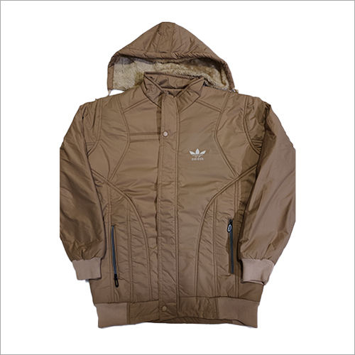 Washable Men Hooded Brown Jacket