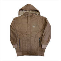 Men Hooded Brown Jacket - Polyester, Full Sleeves, Washable | Stylish Design For Versatile Wear, Perfect For Casual And Outdoor Activities