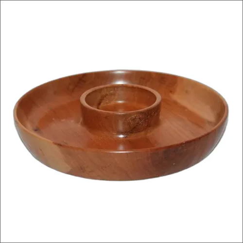Brown Round Wooden Serving Tray By ROYAL CRAFT