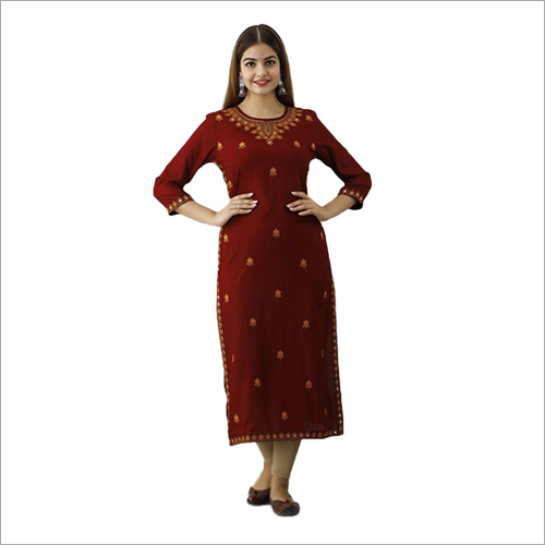 Ladies Embroidered Rayon Kurti